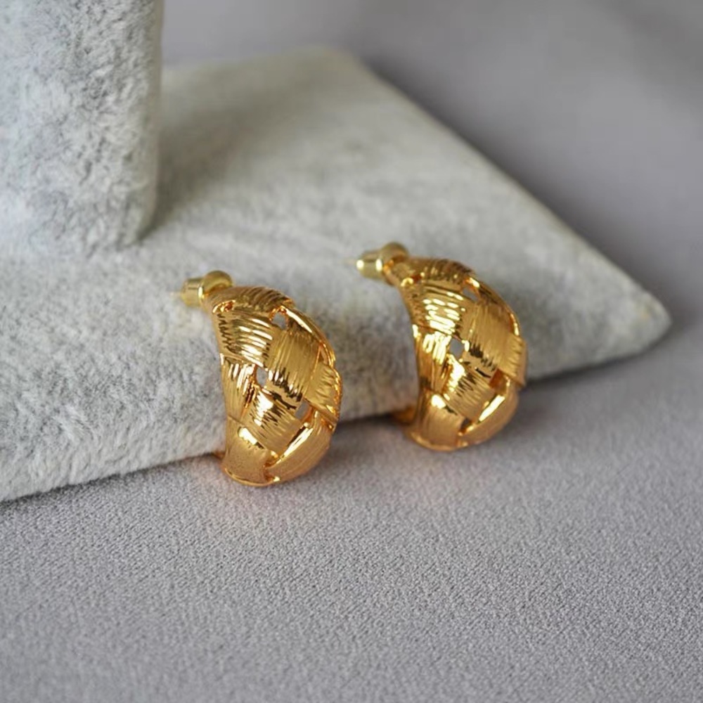 Gold (925 silver)croissants hoop earrings